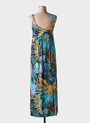 Robe longue coupe cintrée fines bretelles bleu BARANDI femme
