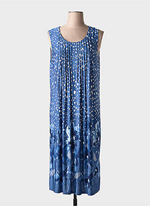 Robe mi-longue coupe fluide sans manche bleu BARANDI femme