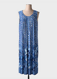 Robe mi-longue coupe fluide sans manche bleu BARANDI femme