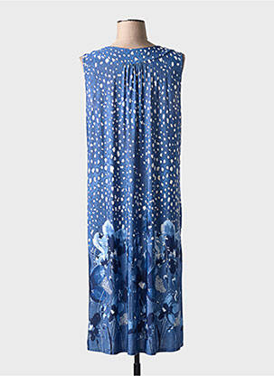 Robe mi-longue coupe fluide sans manche bleu BARANDI femme