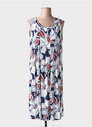 Robe mi-longue coupe fluide sans manche bleu BARANDI femme