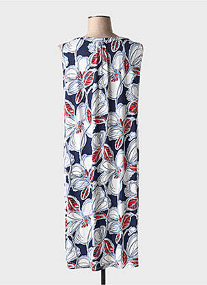 Robe mi-longue imprimé fleurs sans manche bleu BARANDI femme