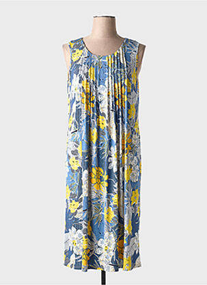 Robe mi-longue imprimé fleurs sans manche bleu BARANDI femme