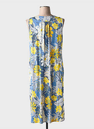 Robe mi-longue imprimé fleurs sans manche bleu BARANDI femme