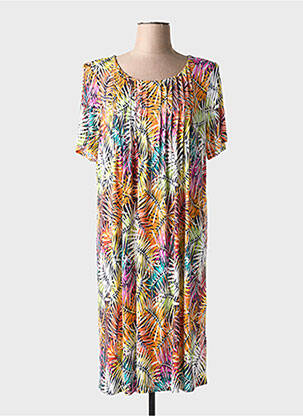 Robe mi-longue coupe fluide manches courtes orange BARANDI femme