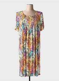 Robe mi-longue coupe fluide manches courtes orange BARANDI femme