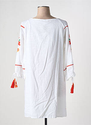 Robe courte manches 3/4 manches 3/4 blanc SENORETTA femme