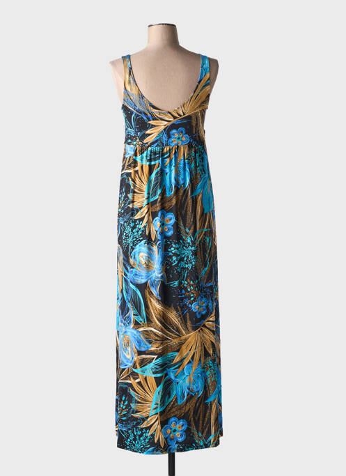Robe longue coupe cintrée fines bretelles bleu BARANDI femme