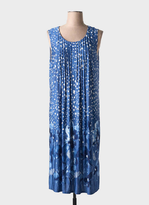 Robe mi-longue imprimé fantaisie sans manche bleu BARANDI femme