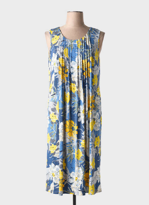 Robe mi-longue coupe fluide sans manche bleu BARANDI femme