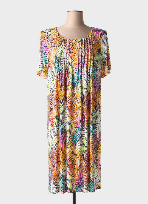 Robe mi-longue coupe fluide manches courtes orange BARANDI femme