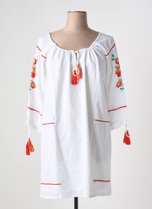 Robe courte manches 3/4 manches 3/4 blanc SENORETTA femme