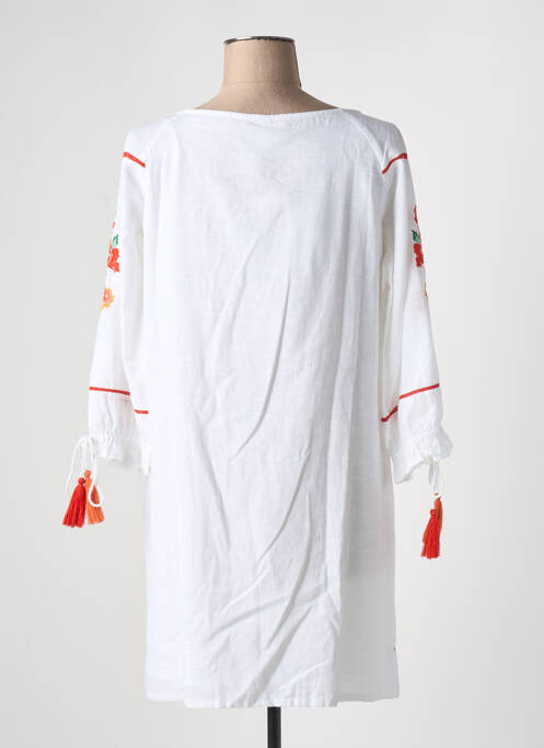 Robe courte manches 3/4 manches 3/4 blanc SENORETTA femme