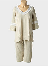 Pyjama col v beige PILUS femme