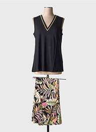 Pyjama col v noir CHERIE LINE femme