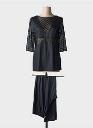 Pyjama coupe droite noir REGENCE femme