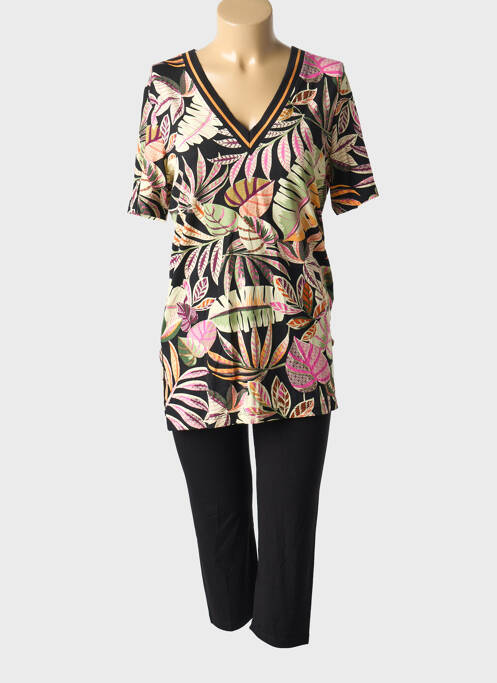 Pyjama col v noir CHERIE LINE femme