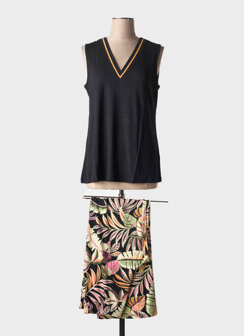 Pyjama col v noir CHERIE LINE femme