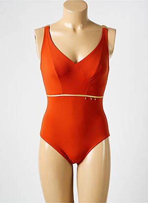 Maillot de bain 1 pièce stretch orange EMPREINTE femme