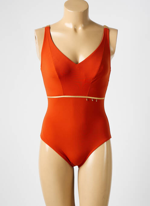 Maillot de bain 1 pièce stretch orange EMPREINTE femme