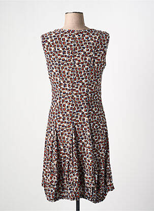 Robe mi-longue imprimé fantaisie sans manche marron ARELINE femme