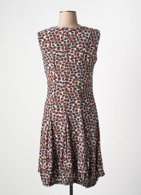 Robe mi-longue imprimé fantaisie sans manche marron ARELINE femme