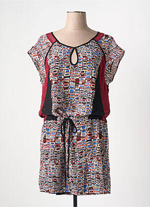 Robe courte manches courtes manches courtes rouge ARELINE femme
