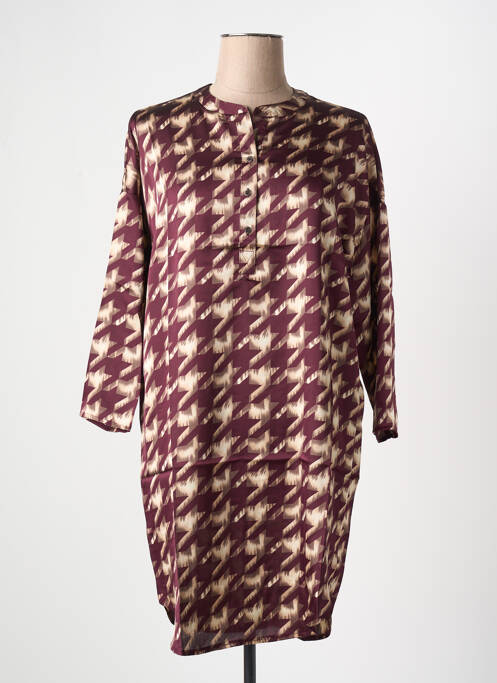 Robe courte manches longues manches longues violet ARELINE femme