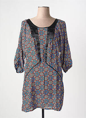Robe courte manches 3/4 manches 3/4 bleu ARELINE femme