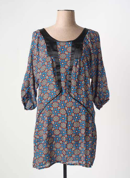 Robe courte manches 3/4 manches 3/4 bleu ARELINE femme