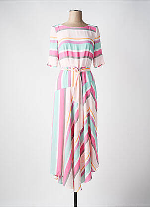 Robe longue manches courtes manches courtes rose COMMA, femme