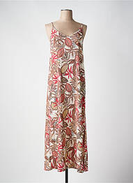 Robe longue manches bretelles ajustables fines bretelles marron GARCIA femme