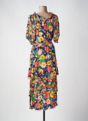 Robe longue manches courtes manches courtes noir DESIGUAL femme