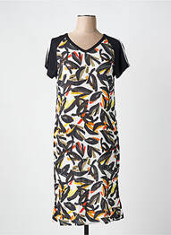 Robe mi-longue imprimé fantaisie manches courtes noir TELMAIL femme