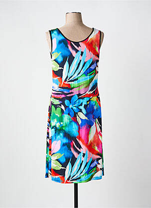 Robe mi-longue imprimé fleurs sans manche noir VANIA femme