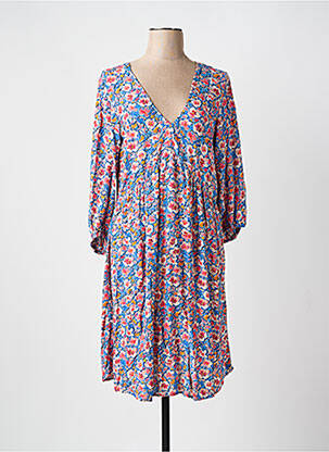 Robe mi-longue imprimé fleurs manches 3/4 bleu GARCIA femme