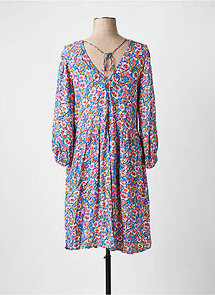 Robe mi-longue imprimé fleurs manches 3/4 bleu GARCIA femme