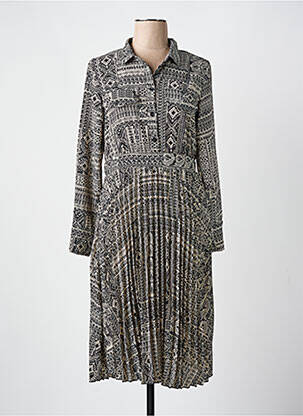 Robe mi-longue coupe fluide manches longues noir MOLLY BRACKEN femme