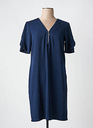 Robe courte manches courtes manches courtes bleu CHRISTINE LAURE femme