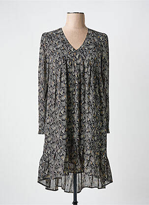 Robe mi-longue coupe fluide manches longues noir SEE U SOON femme