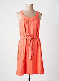 Robe mi-longue tissage crêpe fines bretelles orange SIGNE NATURE femme