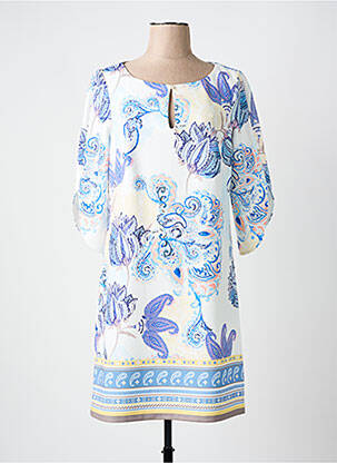 Robe mi-longue manches 3/4 manches 3/4 bleu COMMA, femme