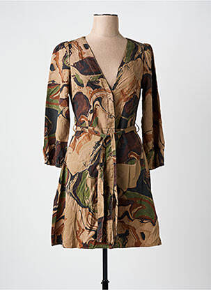 Robe courte manches longues manches longues marron DESIGUAL femme