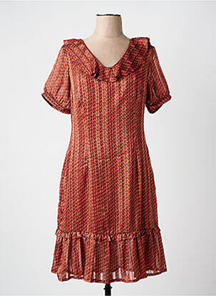 Robe mi-longue coupe fluide manches courtes orange MOLLY BRACKEN femme