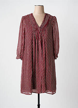 Robe courte coupe fluide manches 3/4 rouge FREEMAN T.PORTER femme