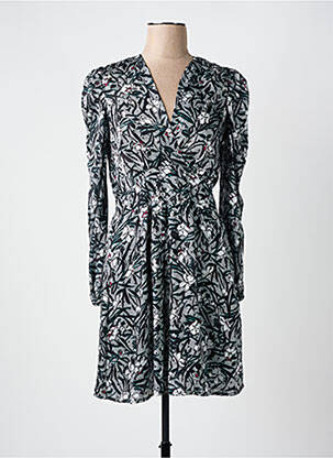 Robe mi-longue imprimé fleurs manches longues noir MORGAN femme