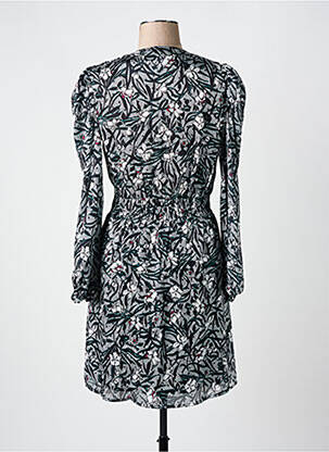 Robe mi-longue imprimé fleurs manches longues noir MORGAN femme