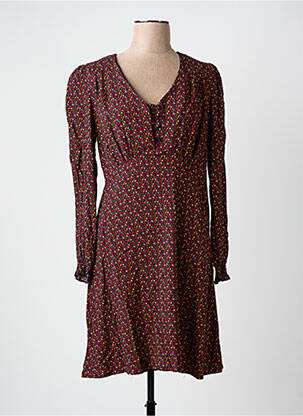 Robe mi-longue imprimé fantaisie manches longues rouge MOLLY BRACKEN femme