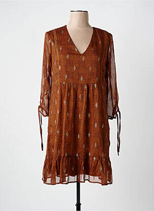 Robe courte manches longues manches longues orange GRACE & MILA femme