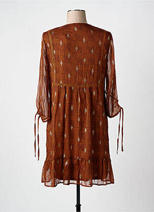 Robe courte manches longues manches longues orange GRACE & MILA femme